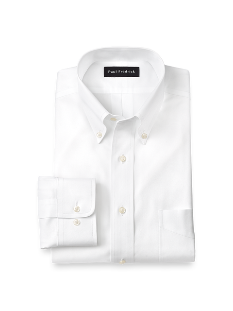 Slim Fit Non-iron Cotton Pinpoint Solid Button Down Collar Dress Shirt