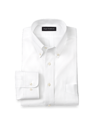 Paul Fredrick Tailored Fit Non-iron Cotton Pinpoint Solid Button Down Collar Dress Shirt