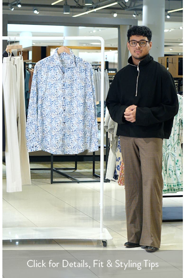 Julian Shaped Fit Leaf Print Cotton & Linen Button-Up Shirt video