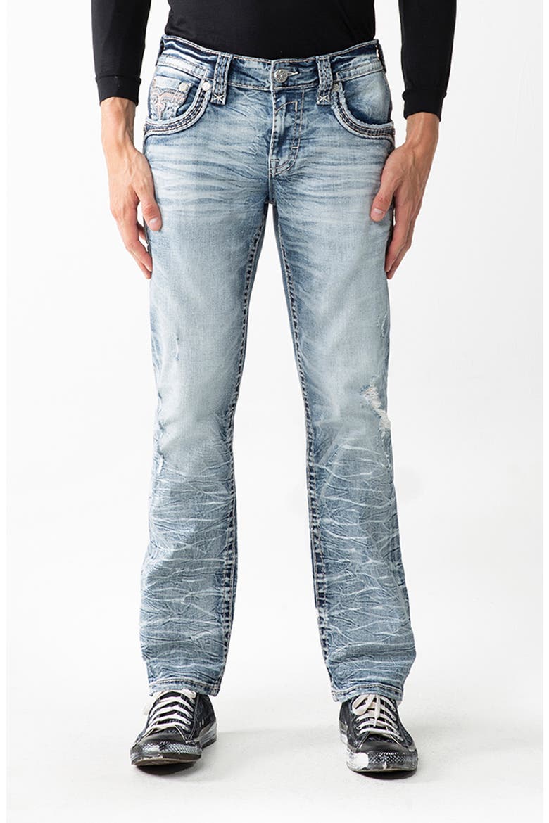 Distressed Straight Leg Jeans, Main, color, DEEN J203