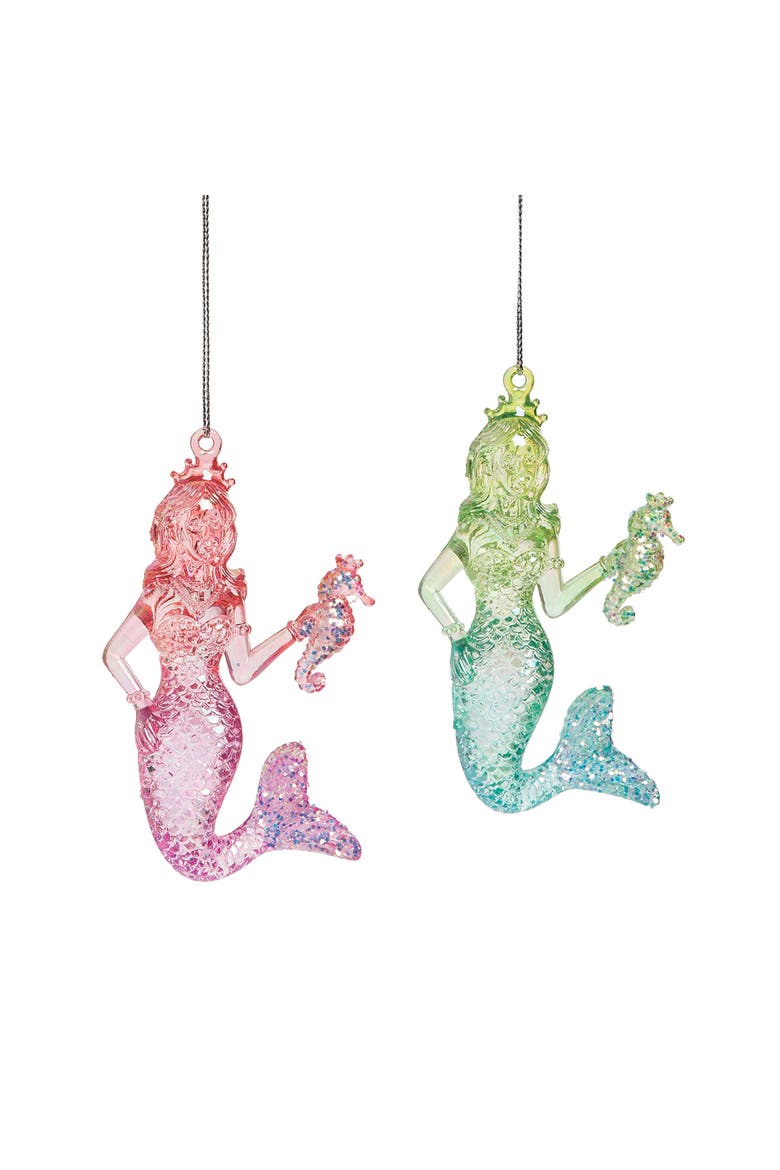 Sparkle Mermaid Christmas  Christmas XMAS Ornament, Set of 2, Main, color, Blue