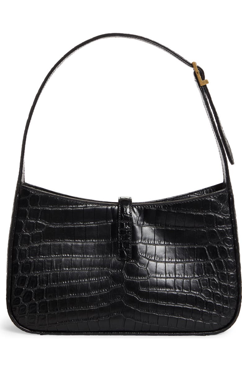 Saint Laurent YSL Croc Embossed Leather Shoulder Bag, Alternate, color,