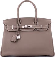 Pre-Owned Hermes Birkin Handbag Grey Togo with Palladium Hardware 30