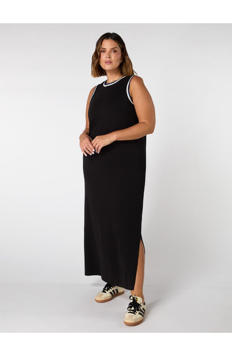 Live Unlimited Crochet Trim Dress, Main, color, Black