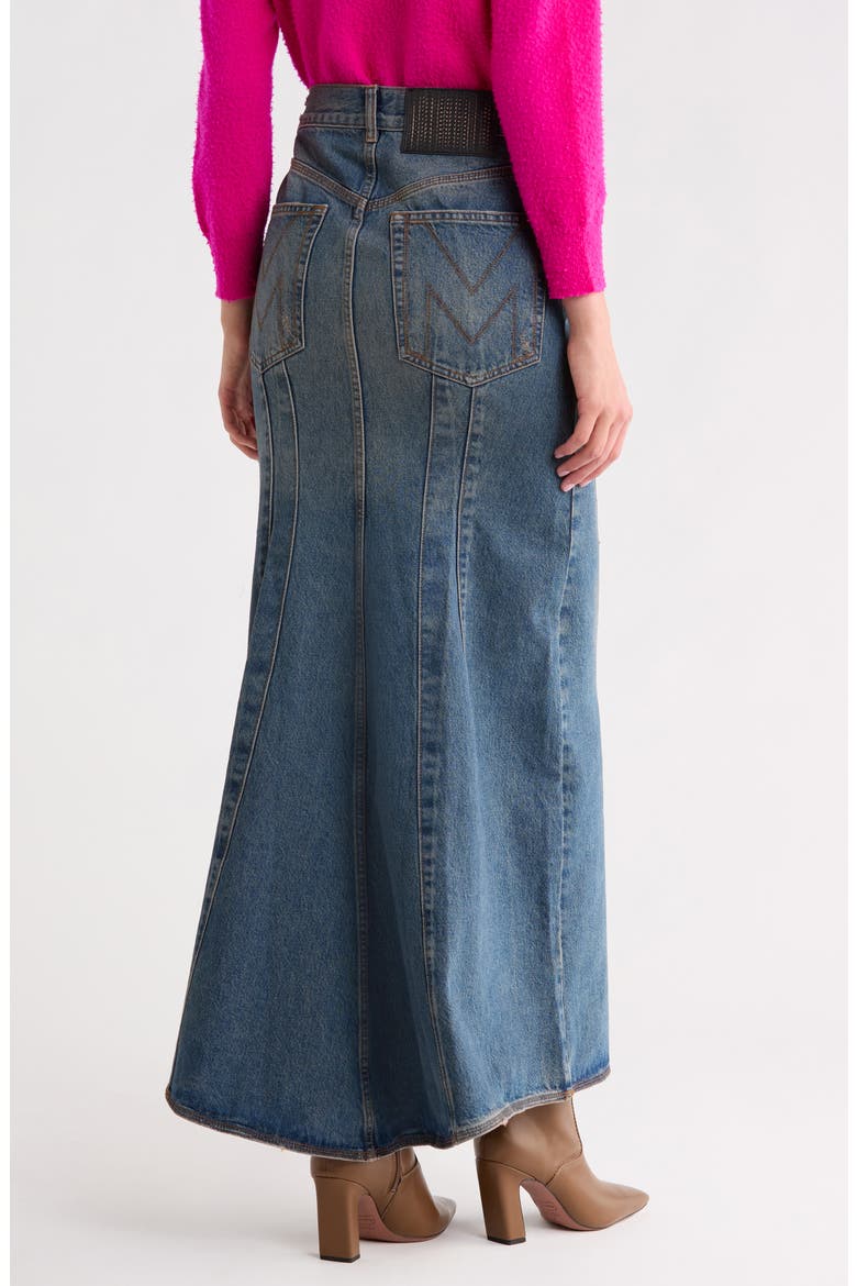 Fluted Denim Maxi Skirt, Alternate, color, GRUNGE INDIGO