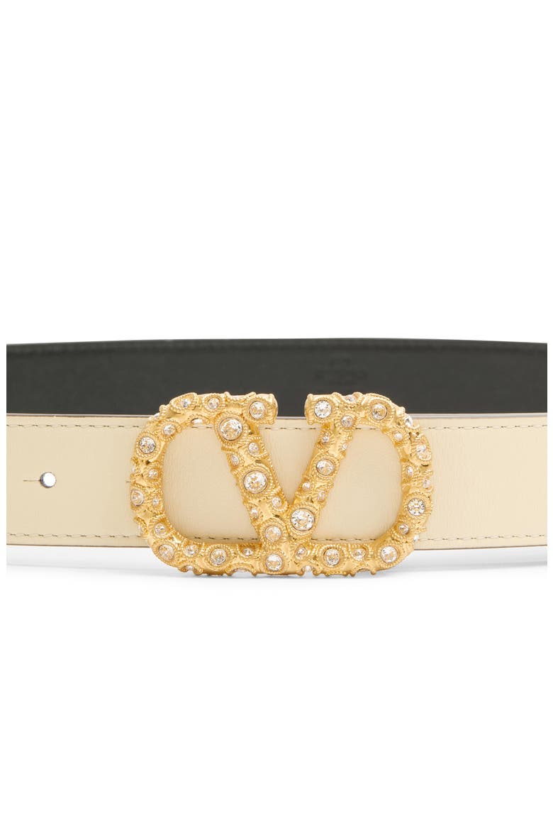 Crystal Embellished VLOGO Leather Belt, Alternate, color, CRYSTAL