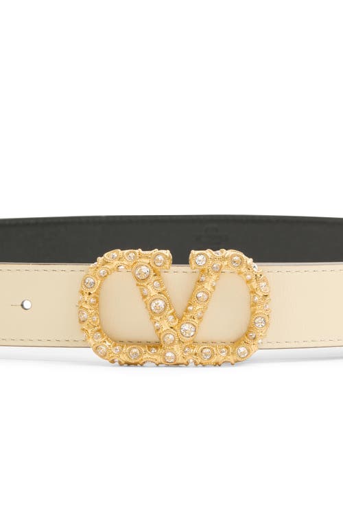 Valentino Vlogo Signature Buckled Belt In Crystal