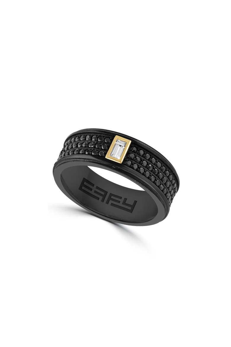 Men's Two-Tone Pavé Black Spinel & White Sapphire Band Ring, Main, color, BLACK