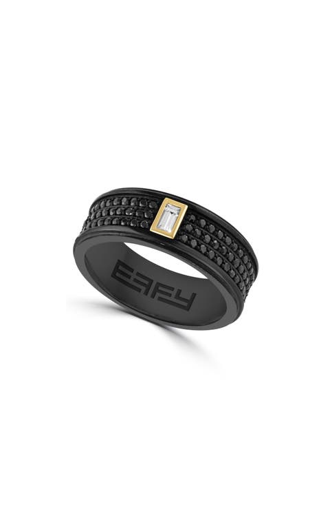 Men's Two-Tone Pavé Black Spinel & White Sapphire Band Ring