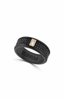 EFFY Men's Two-Tone Pavé Black Spinel & White Sapphire Band Ring