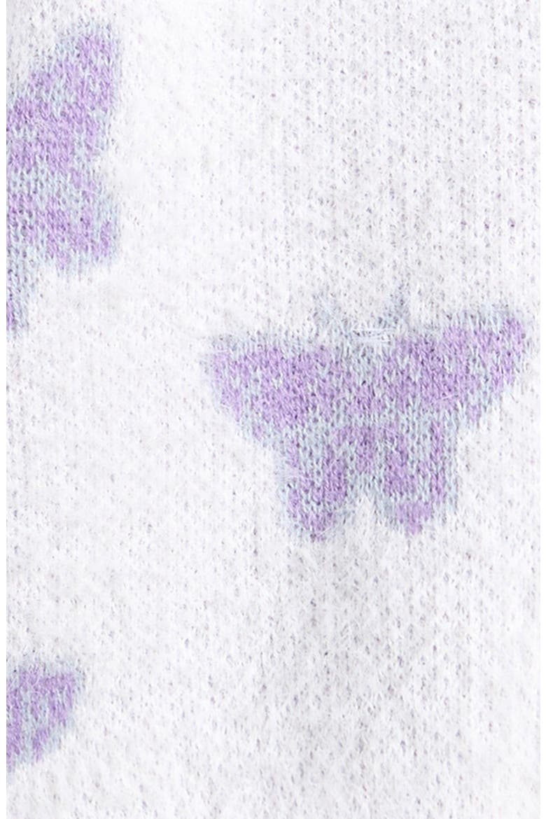 Kids' Butterfly Jacquard Cardigan, Alternate, color, IVORY PURPLE BUTTERFLY