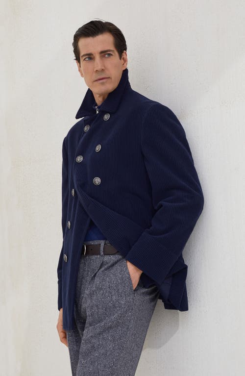 Brunello Cucinelli Corduroy Double-breasted Jacket In Blue