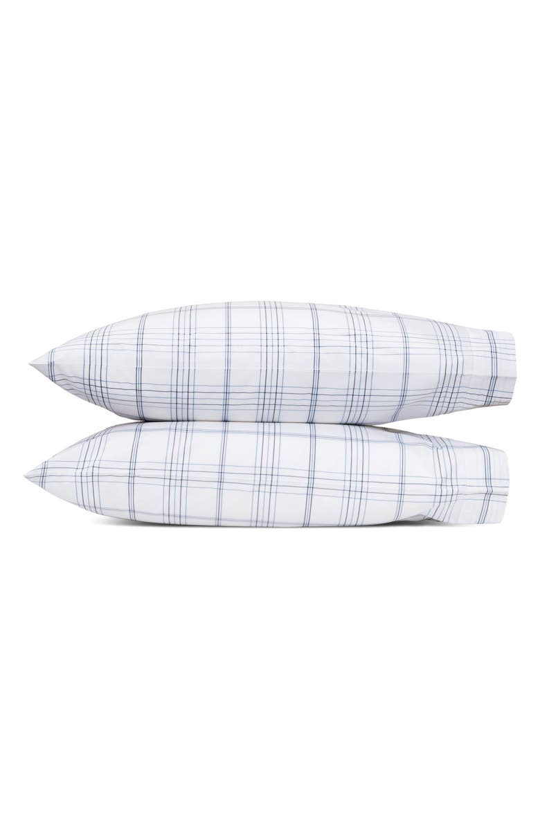 Matouk August Plaid Set of 2 Pillowcases, Main, color, Navy