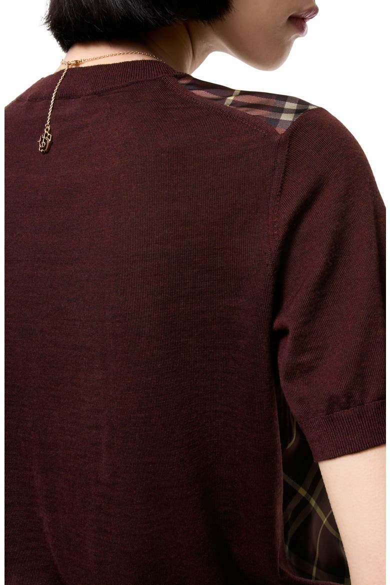 Sandrina Scarf Front Short Sleeve Wool & Silk Crewneck Sweater, Alternate, color, VINEYARD RED