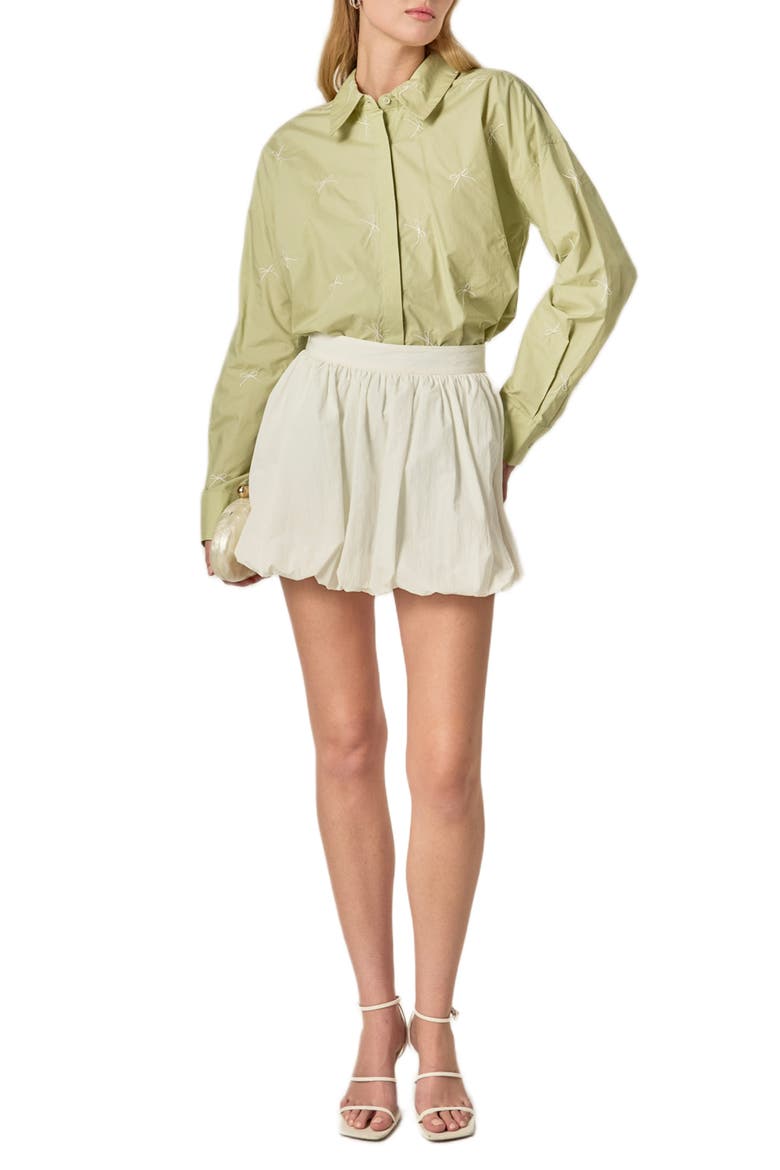 Bow Embroidery Shirt, Alternate, color, SAGE