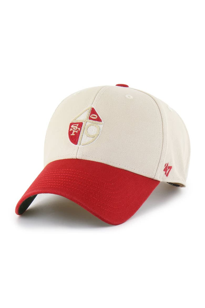 Men's '47 Cream/Scarlet San Francisco 49ers Fairfield MVP Throwback Adjustable Hat, Alternate, color, Cream