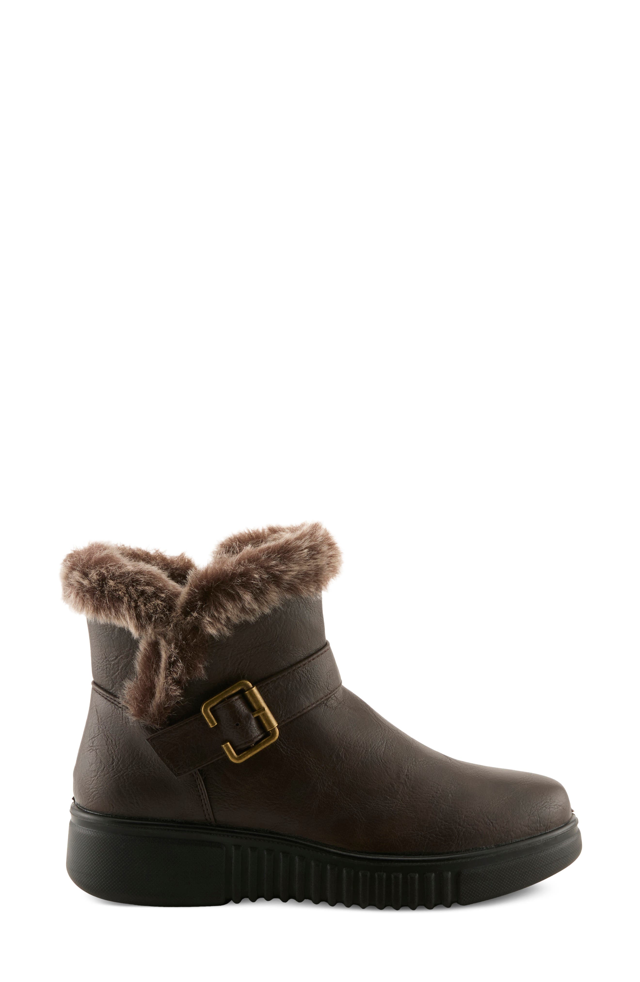 Camdria Faux Leather Bootie, Alternate, color, DARK BROWN