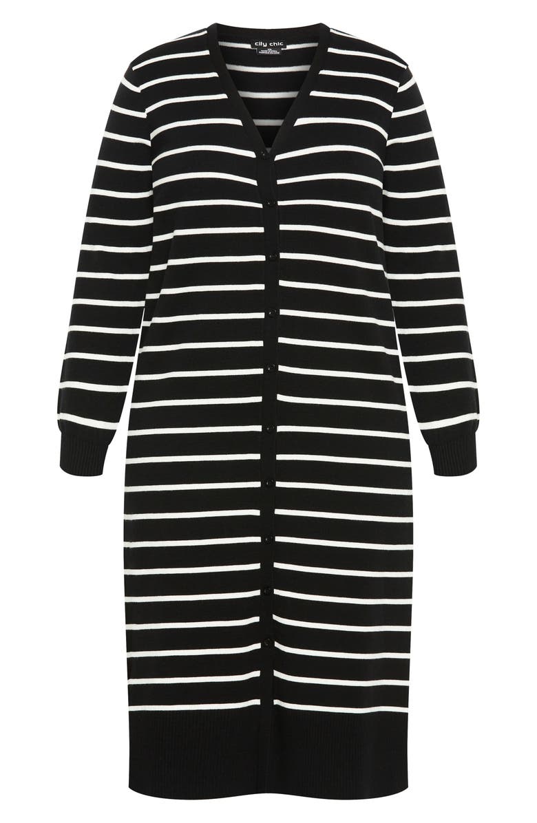 City Chic June Stripe Long Cardigan, Alternate, color, Stripe