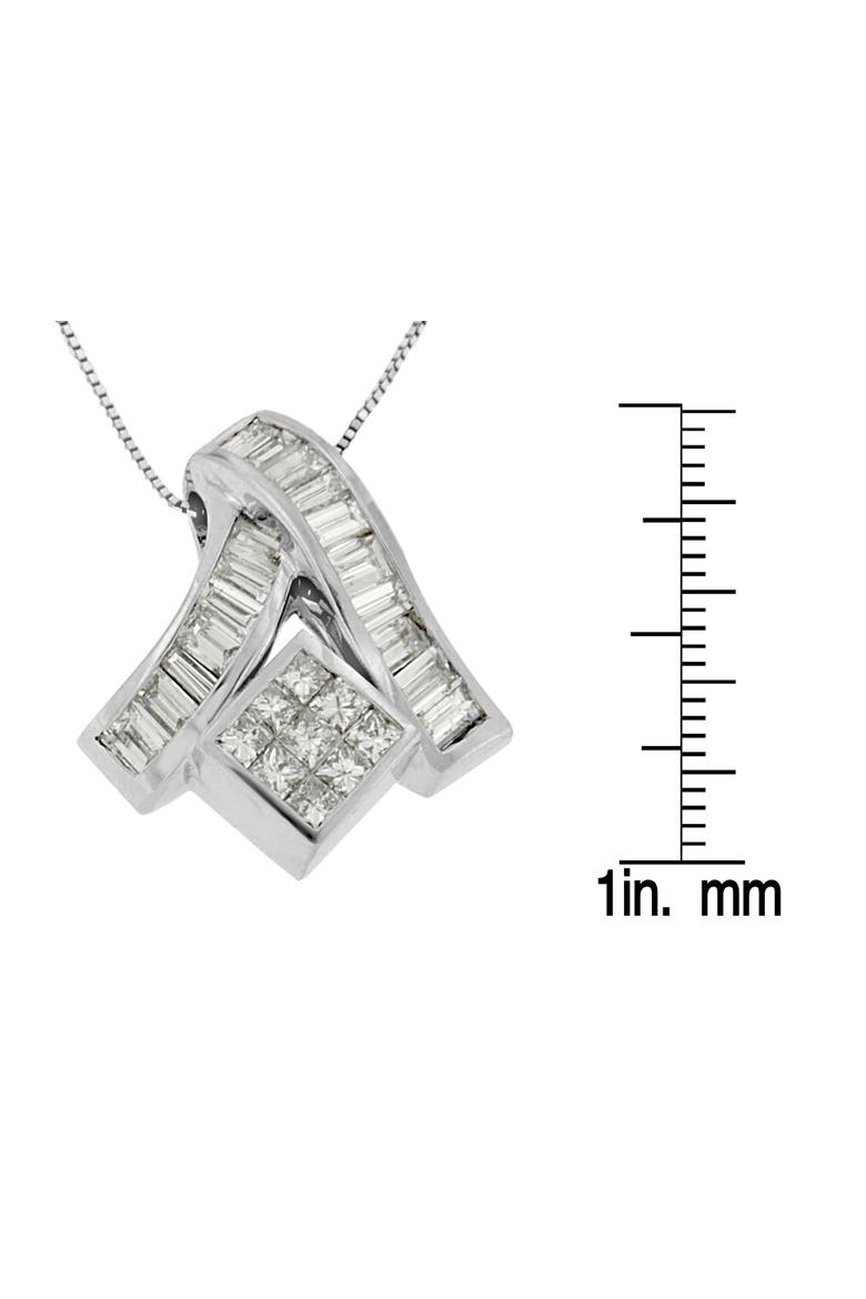 14K White Gold 1 7/8 cttw Mixed Geometry Diamond Pendant Necklace, Alternate, color, White