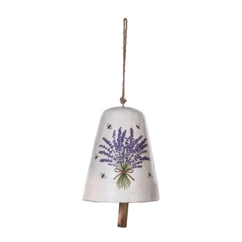 Lavender Botanical Leaves Bouquet Cottage Decorative Hanging Bell
