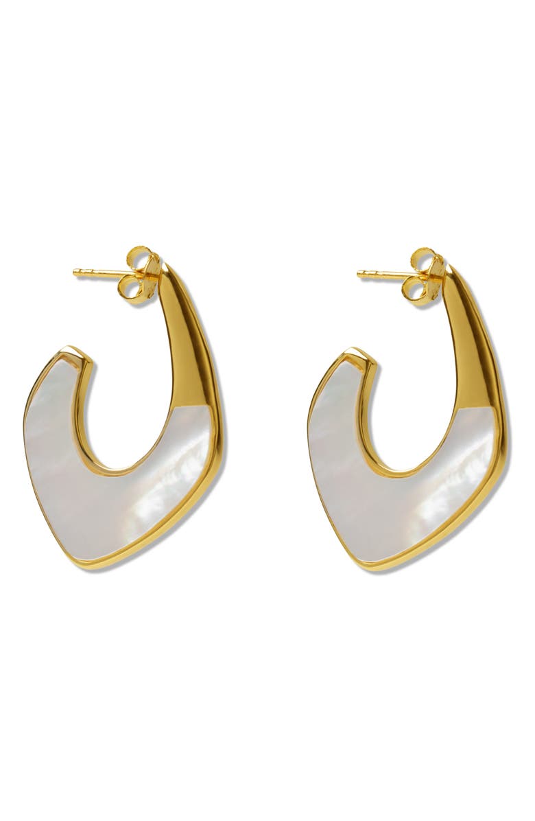 Argento Vivo Sterling Silver Mother-of-Pearl Hoop Earrings, Main, color, Gold