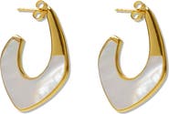 Argento Vivo Sterling Silver Mother-of-Pearl Hoop Earrings