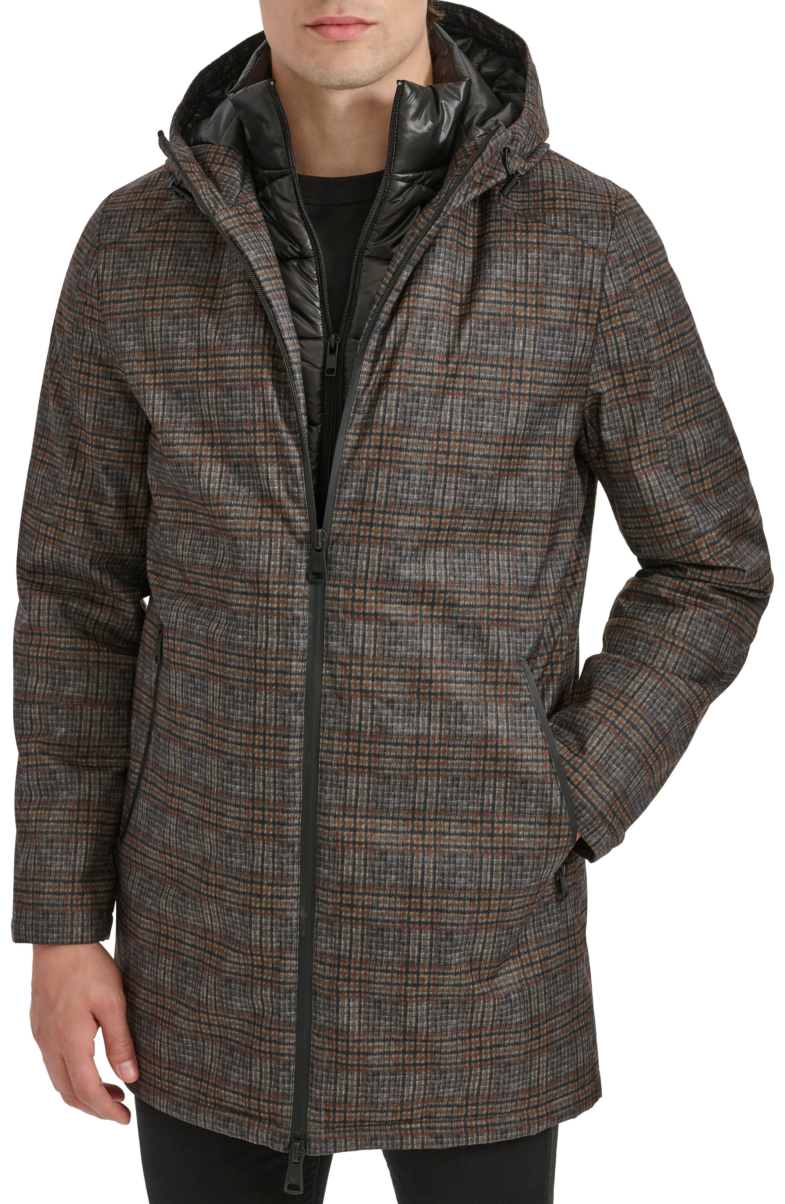 Kenneth Cole New York 925 Water Resistant Coat with Quilted Bib