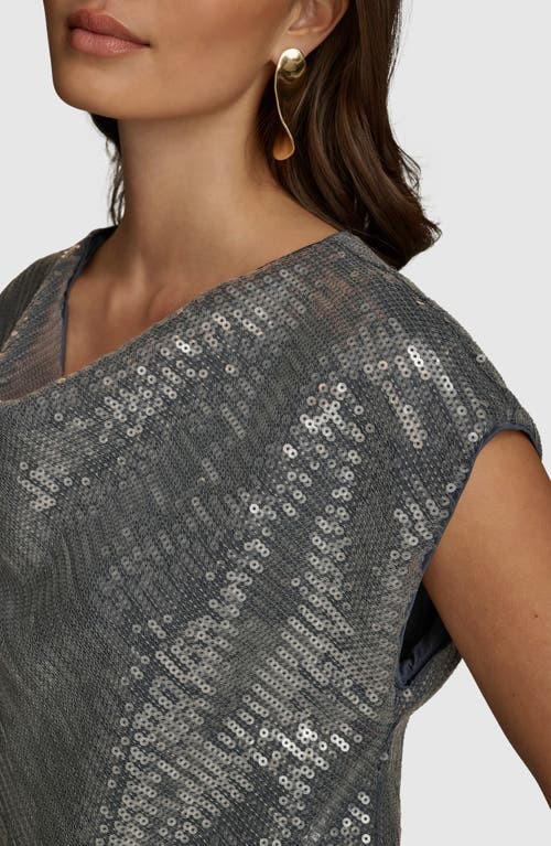 Donna Karan New York Sparkle Mesh Top In Storm Blue