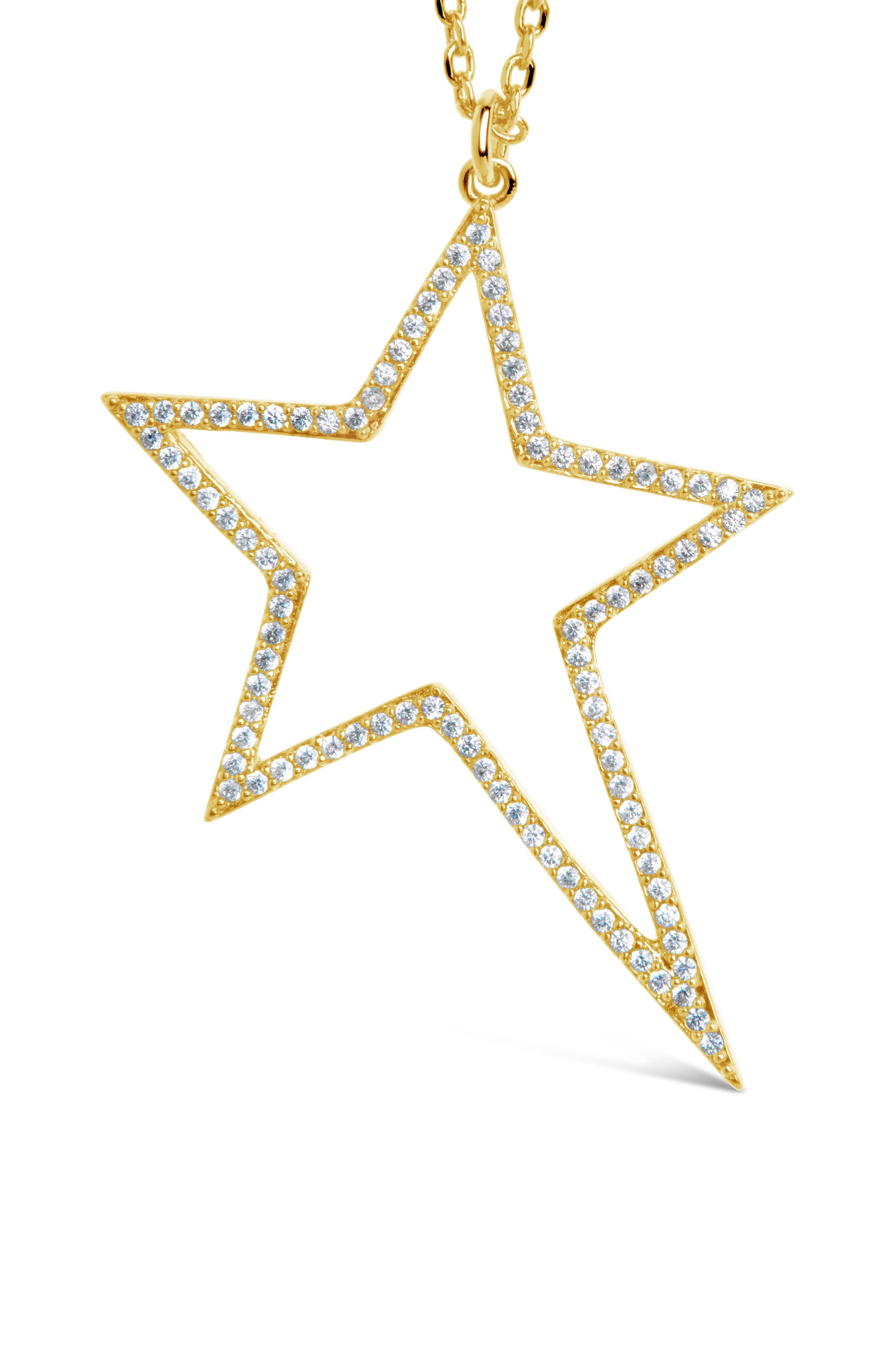 Statement Cubic Zirconia Star Outline Pendant Necklace