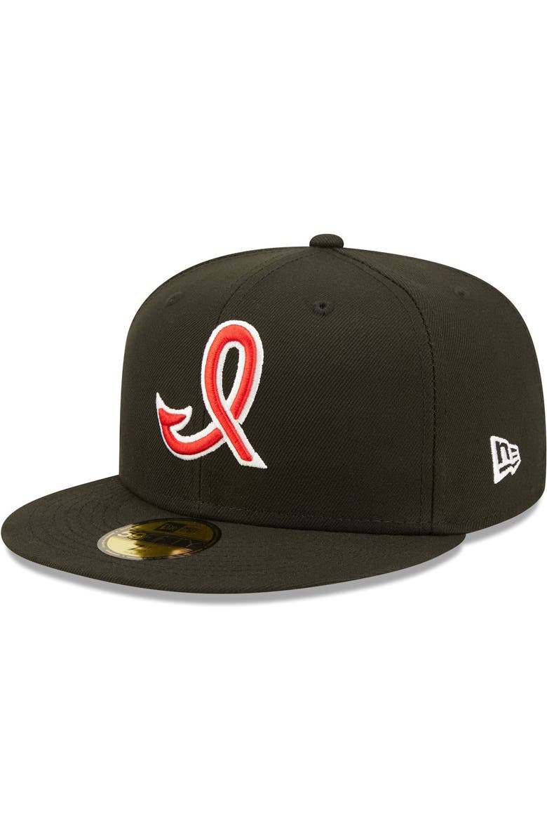 New Era Men's New Era Black Indianapolis Indians Authentic Collection Team Alternate 59FIFTY Fitted Hat, Main, color, 