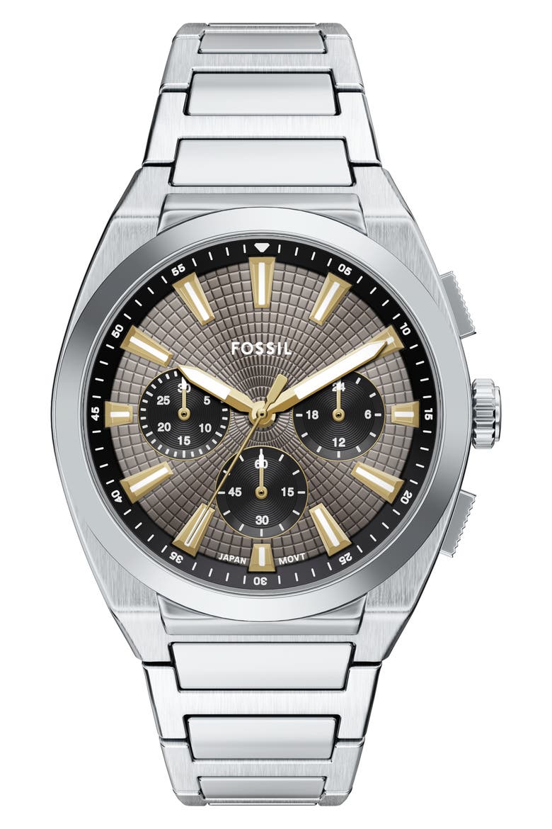 Everett Chronograph Bracelet Watch, 42mm, Main, color, SILVER/ GREY