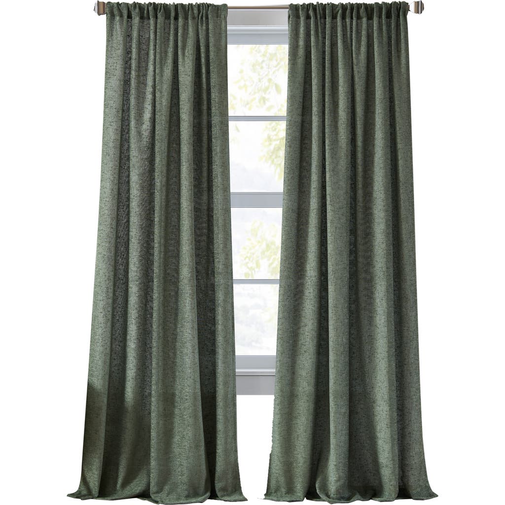 Dkny Set Of 2 Bouclé Chenille Curtain Panels In Olive