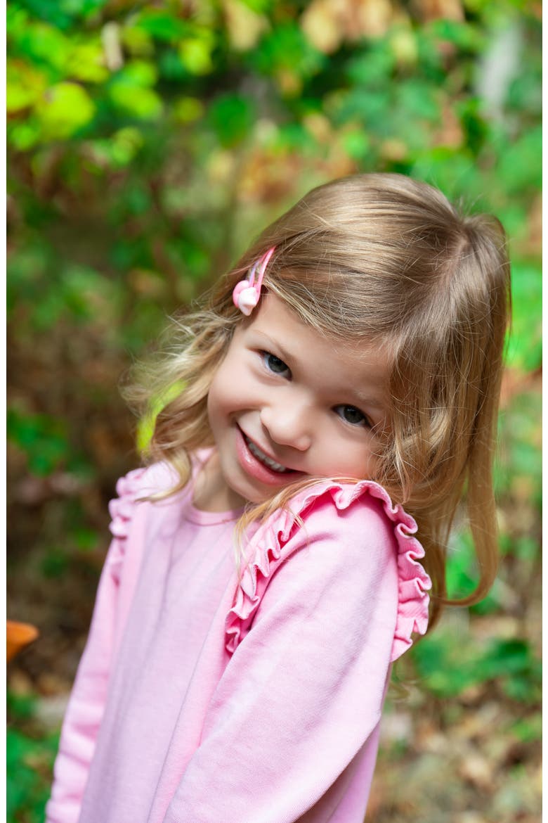 Kids' Fidget Pocket Long Sleeve Ruffle Dress, Alternate, color, PINK