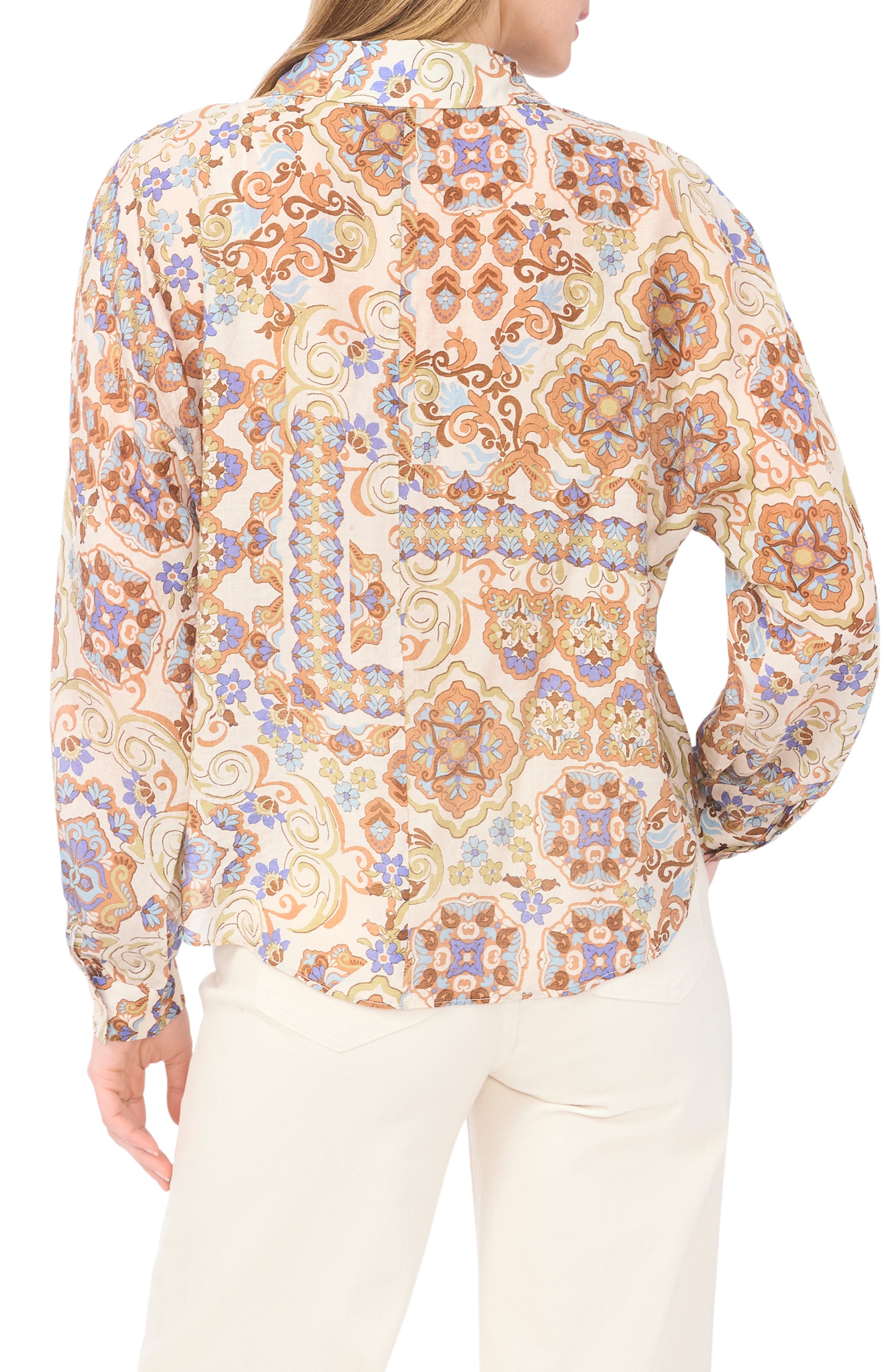 Long Sleeve Tie Hem Button-Up Shirt - image 2