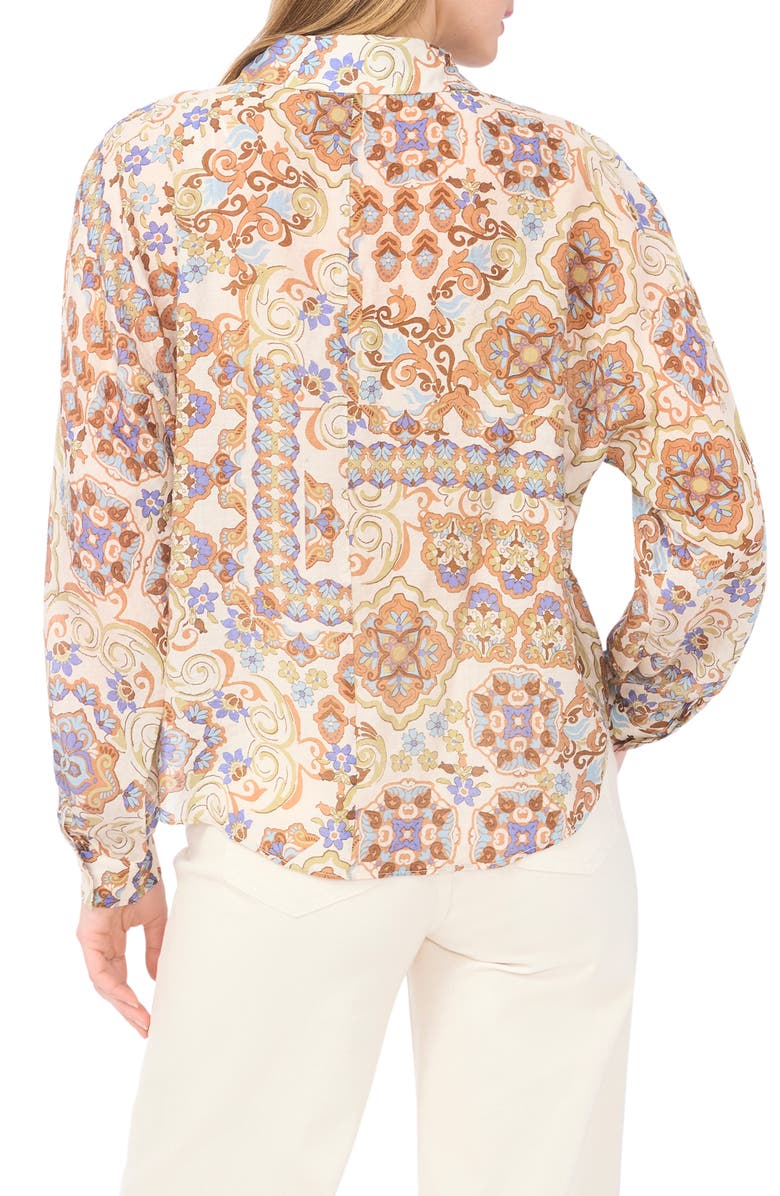 Halogen<sup>®</sup> Long Sleeve Tie Hem Button-Up Shirt, Alternate, color, Emperador Multi Print