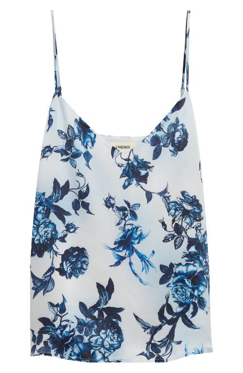 L Agence Painterly Floral Jane Spaghetti-strap Top In White