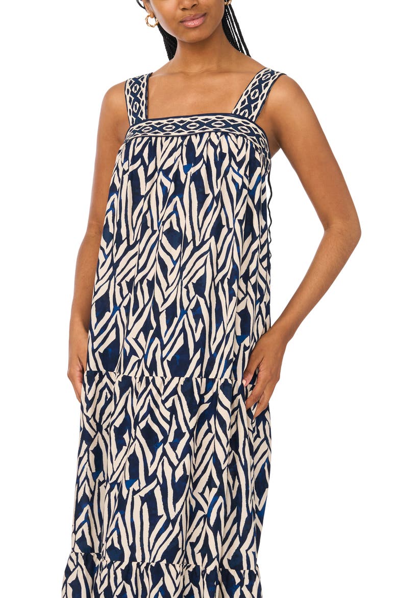 Tie Back Maxi Dress, Alternate, color, NAVY/ BLUE/ IVORY