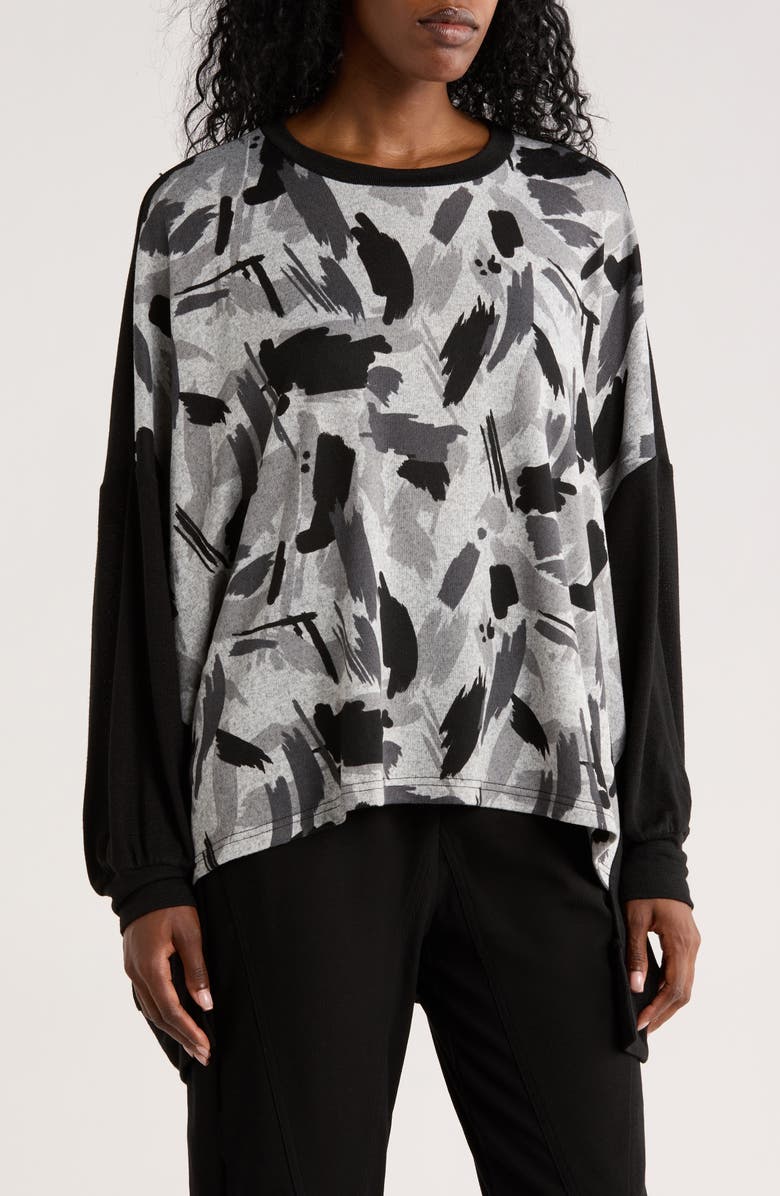 PATRIZIA LUCA Print Boxy Top, Main, color, Grey