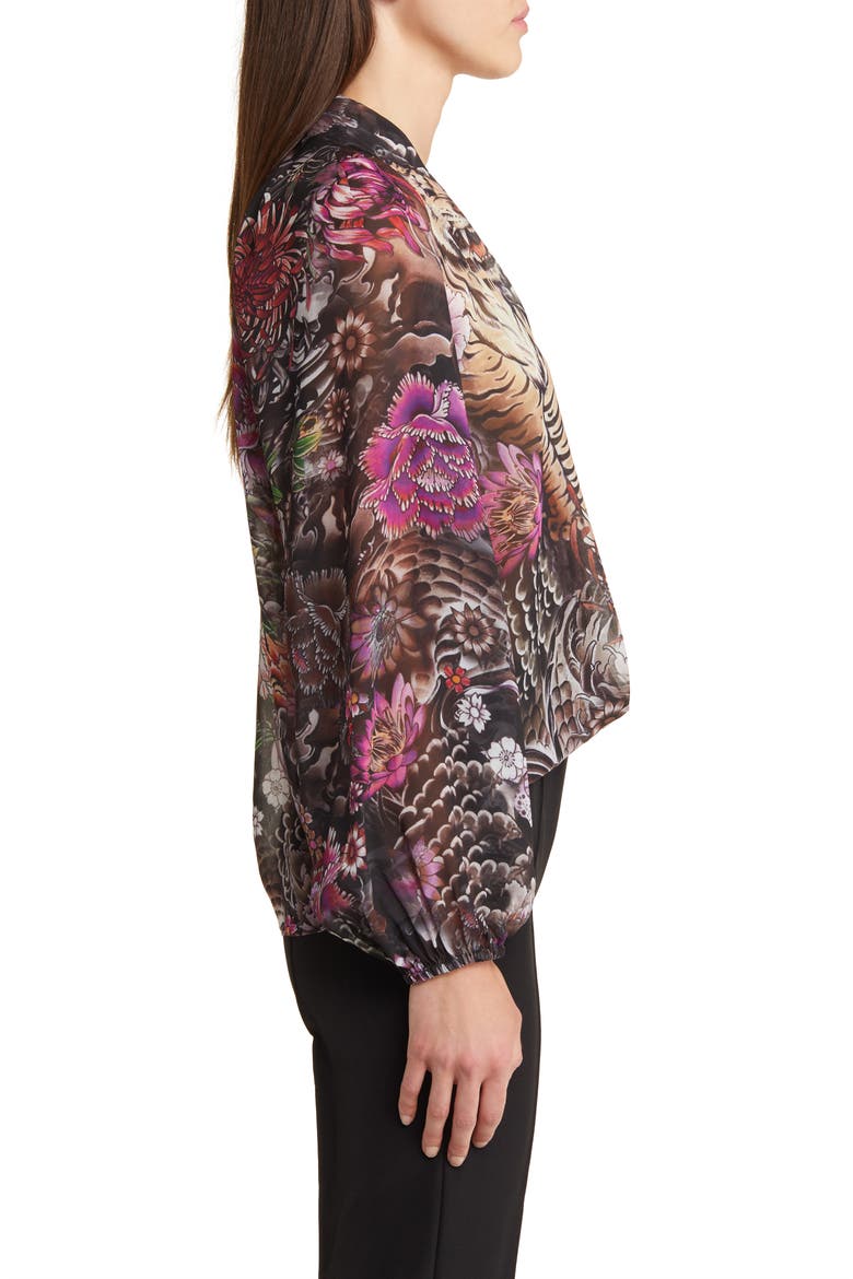 Robin Tiger Print Chiffon Top, Alternate, color, BLACK MULTI