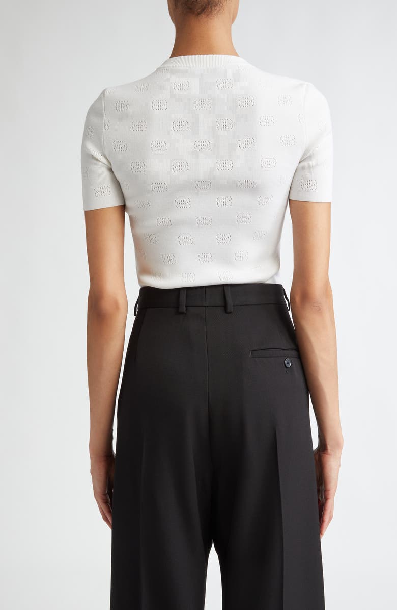 Open Stitch Logo Short Sleeve Crop Sweater