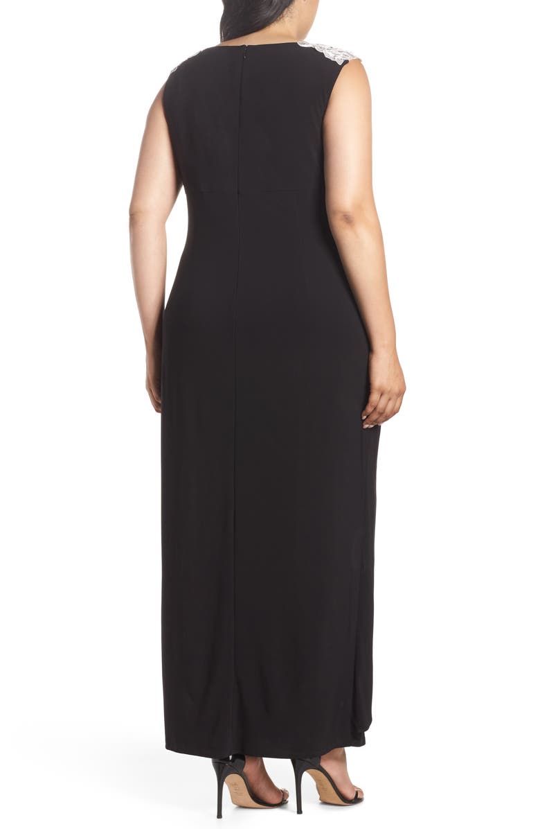 Alex Evenings Embroidered Side Ruched Gown, Alternate, color,