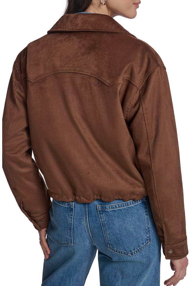 Western Yoke Faux Suede Bomber Jacket, Alternate, color, MAPLE