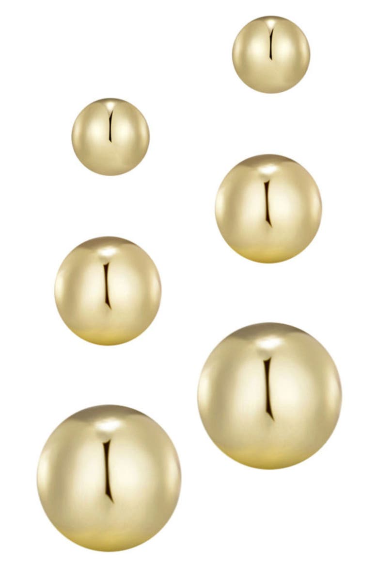 Set of 3 Ball Stud Earrings, Alternate, color, GOLD