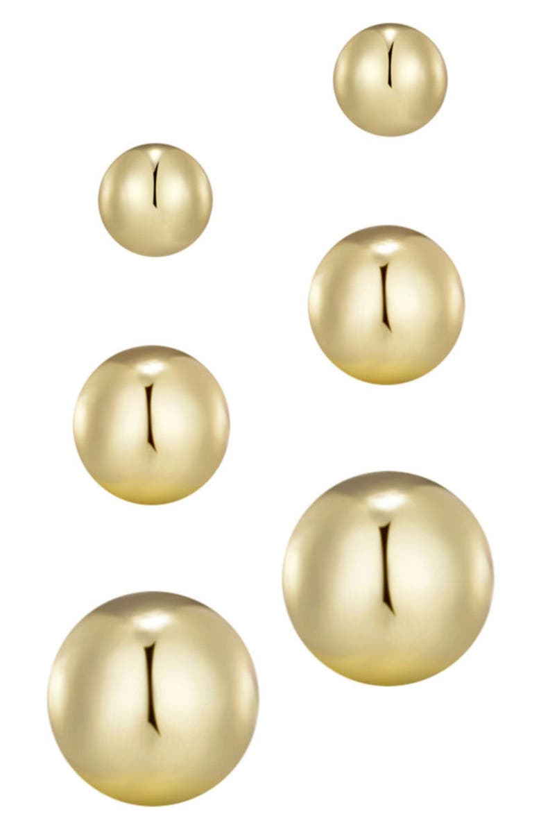 Adornia Set of 3 Ball Stud Earrings, Alternate, color, Gold