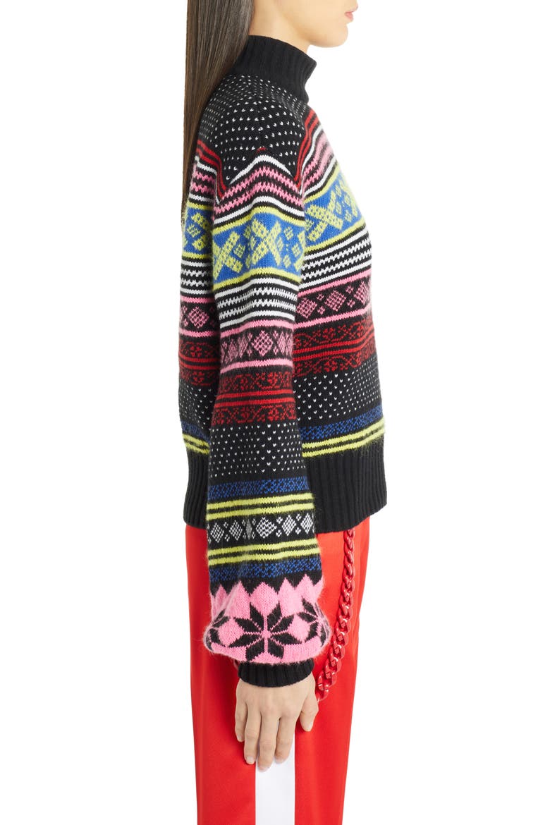 Fair Isle Wool Blend Sweater, Alternate, color, BLACK