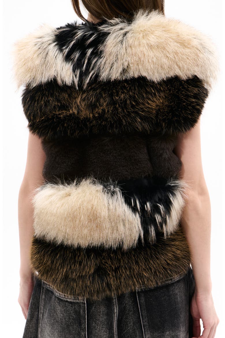 Vail Mixed Faux Fur Vest, Alternate, color, BROWN MULTI