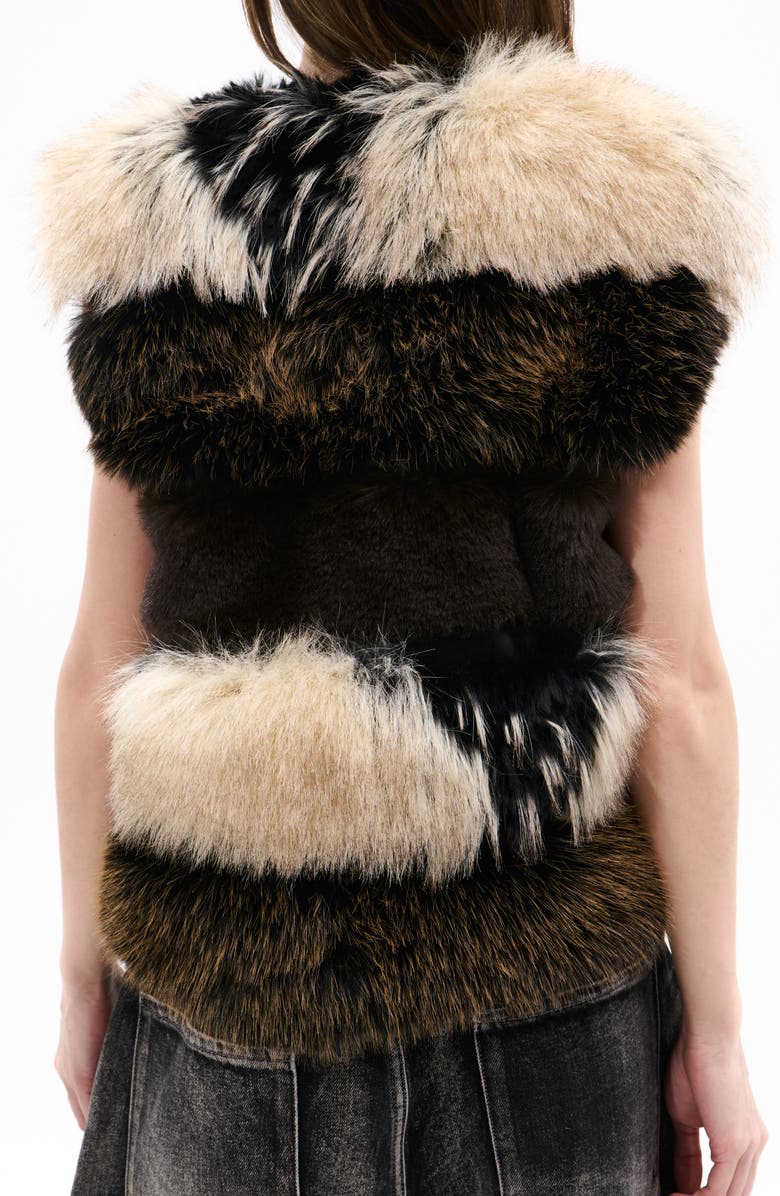 AZALEA WANG Vail Mixed Faux Fur Vest, Alternate, color, Brown Multi