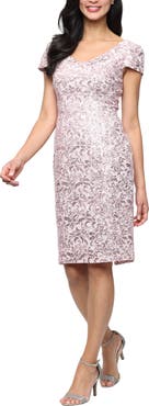 Alex Evenings Corded Lace Sheath Cocktail Dress