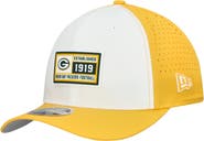 New Era Men's New Era White/Gold Green Bay Packers Established Patch 9SEVENTY Adjustable Hat