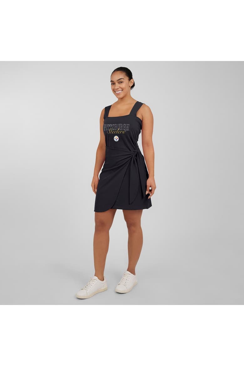 Women's WEAR by Erin Andrews  Black Pittsburgh Steelers Wrap Dress, Alternate, color, Black